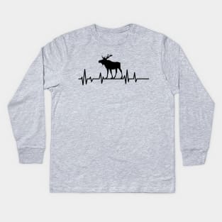 moose hertbeat ,moose lovers Kids Long Sleeve T-Shirt